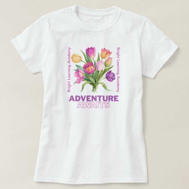 Camiseta La aventura espera al profesor de espíritu escolar (Diseño del anverso)