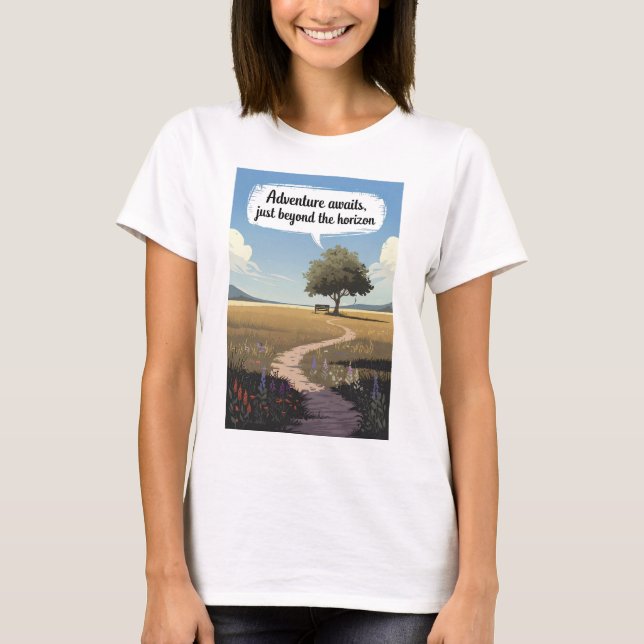 Camiseta La aventura espera, justo más allá del horizonte (Anverso)