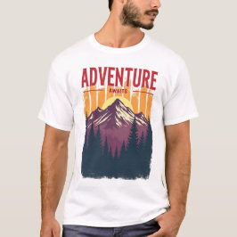 Camiseta La aventura espera - Montaña y bosque vintage