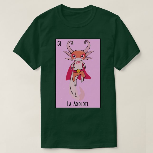 Camiseta La Axolotl Mexicano Luchador Loteria d (Diseño del anverso)