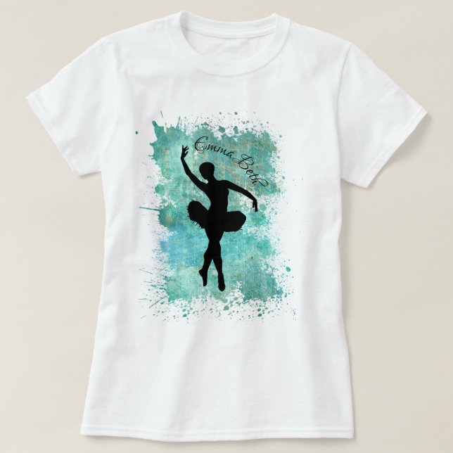 Camiseta La bailarina de ballet Ballerina Silhouette en azu (Diseño del anverso)
