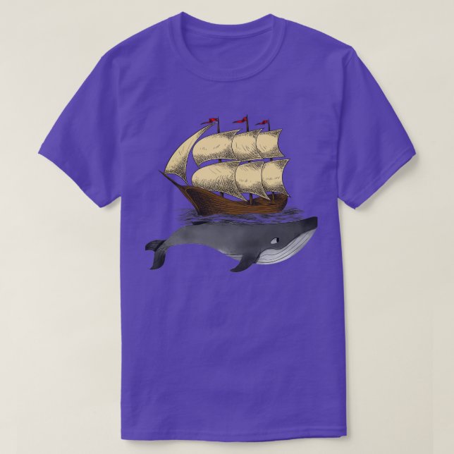 Camiseta La ballena jorobada bajo un barco (Diseño del anverso)
