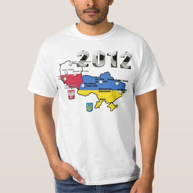 Camiseta La bandera 2012 de Polonia del euro Ucrania señala (Anverso)