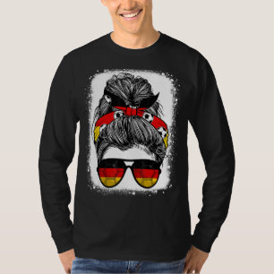 Camiseta La bandera alemana de Messy Bun Hair Glass Chicas 