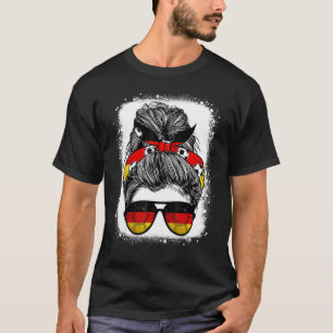 Camiseta La bandera alemana de Messy Bun Hair Glass Chicas 