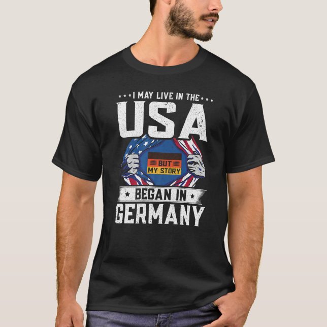 Camiseta La Bandera Alemana Estadounidense Mi Historia Come (Anverso)