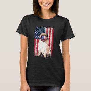 Camiseta La Bandera Americana De Pug El Perro Usa La Máscar