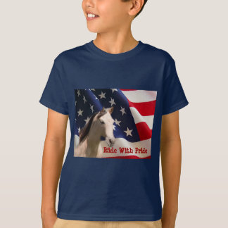 Camiseta La bandera americana del caballo embroma la