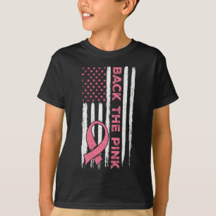 Camiseta La bandera americana del lazo rosa de concienciaci