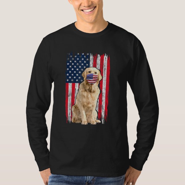 Camiseta La Bandera Americana Dorada Viste Cara De Máscara  (Anverso)