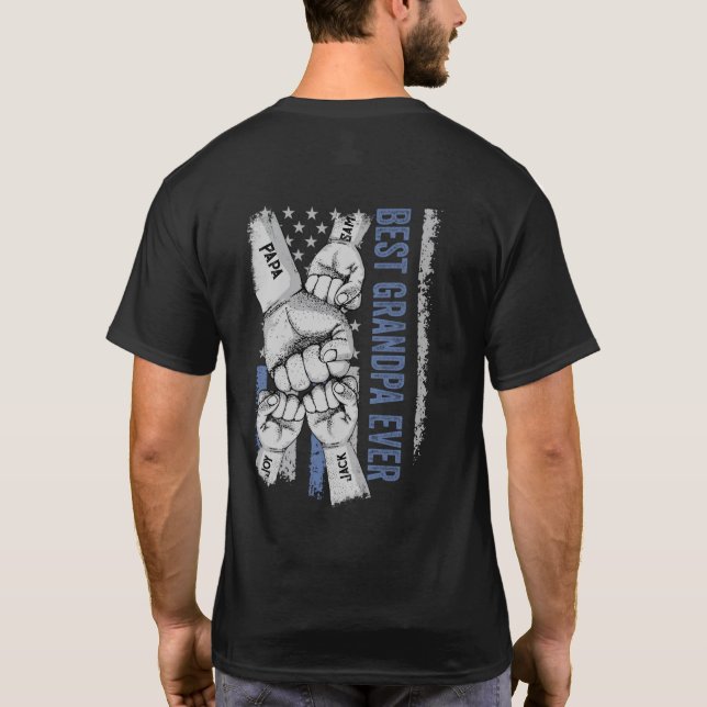 Camiseta La bandera azul de Estados Unidos mejor abuelo de  (Reverso)