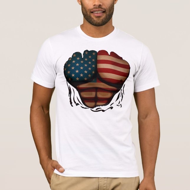 Camiseta La bandera de América Muscles patriótico divertido (Anverso)