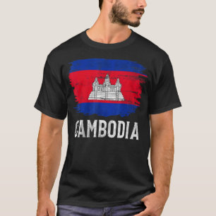 Camiseta La bandera de Camboya vintage para los camboyanos