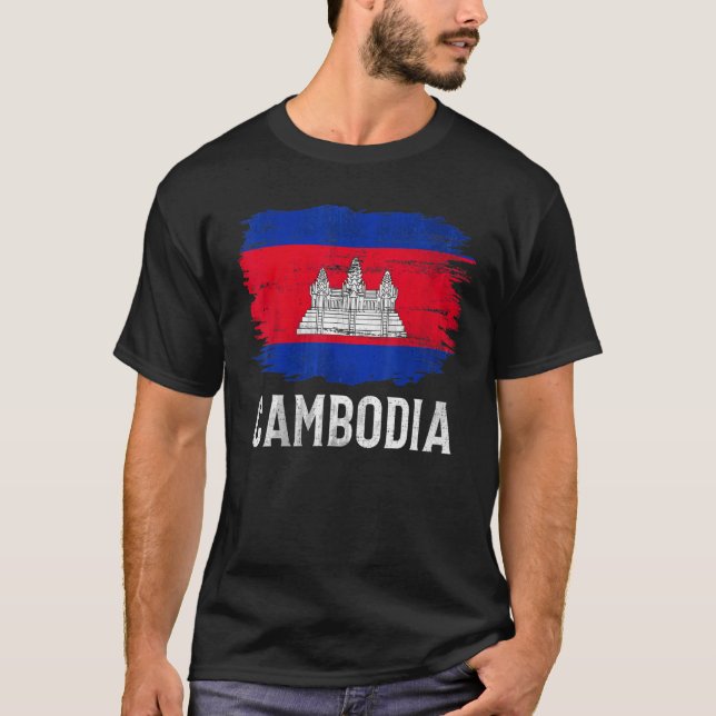Camiseta La bandera de Camboya vintage para los camboyanos (Anverso)