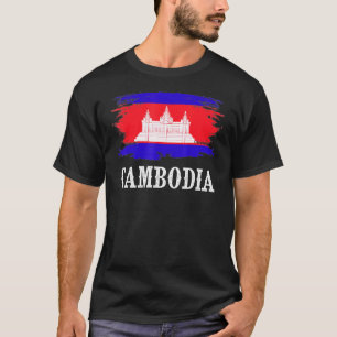 Camiseta La bandera de Camboya vintage que amo a Camboya