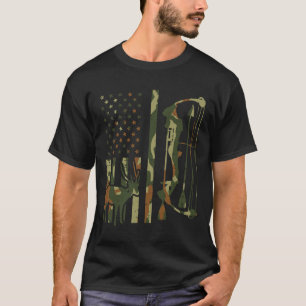 Camiseta La bandera de Camo Deer Bow Cazando Patriótico Hun