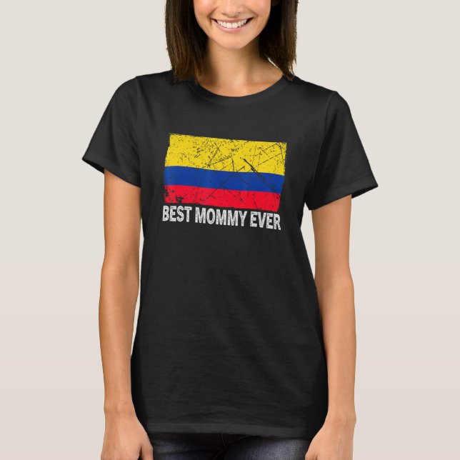 Camiseta La bandera de Colombia retro mejor Mommy del Día d (Anverso)