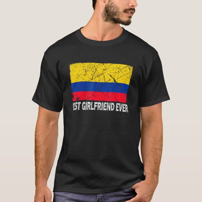 Camiseta La bandera de Colombia retro mejor novia de madre (Anverso)