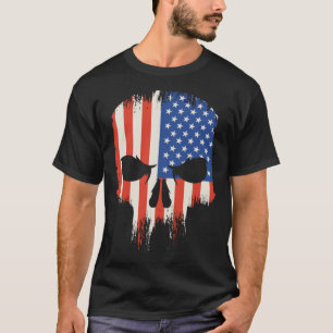 Camiseta La bandera de Eeuu asusta calavera furiosa