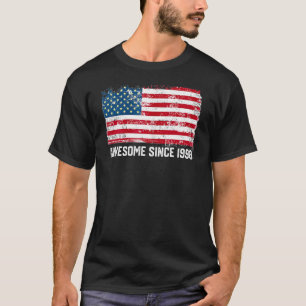 Camiseta La Bandera De Eeuu Vintage En El Viejo Cumpleaños