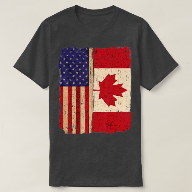 Camiseta La bandera de Estados Unidos y Canadá refuerza a l (Diseño del anverso)