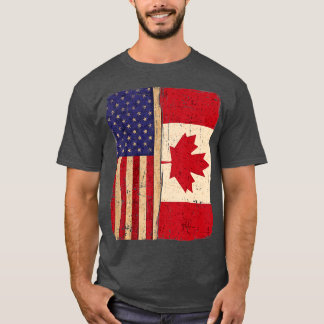 Camiseta La bandera de Estados Unidos y Canadá refuerza a l