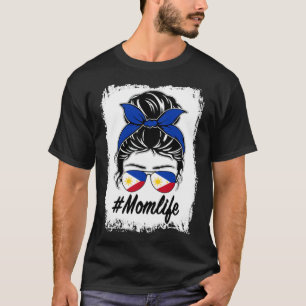 Camiseta La bandera de Filipinas: Mamá filipina Messy Bun M