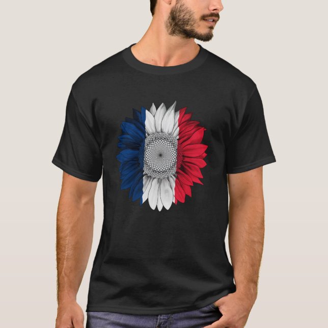 Camiseta La bandera de Francia del girasol francés raíz pat (Anverso)