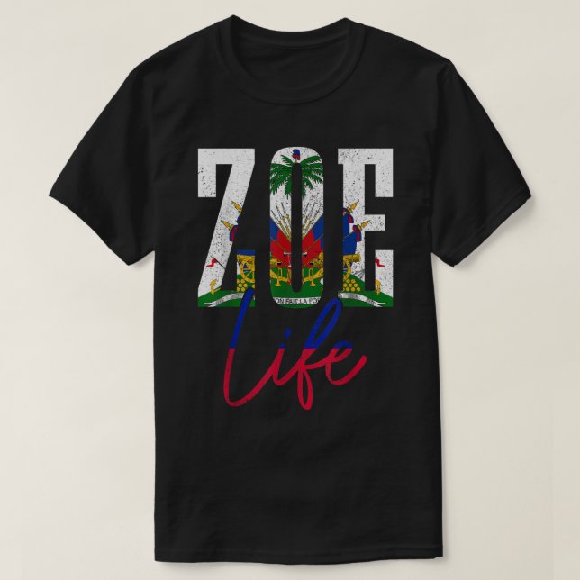 Camiseta La bandera de Haití Zoe El orgullo de vida haitian (Diseño del anverso)