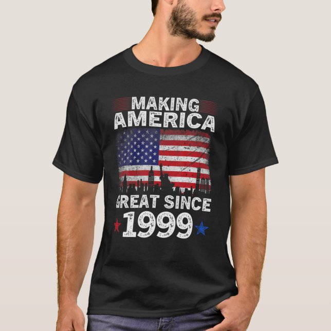 Camiseta La Bandera De Los EEUU Retro 23ro Cumpleaños Hacie (Anverso)