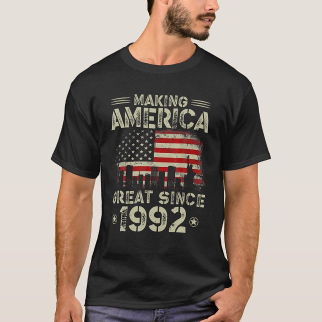 Camiseta La Bandera De Los EEUU Retro 30 Que Hace Grande A  (Anverso)