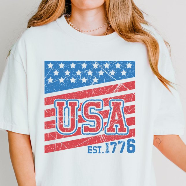 Camiseta La bandera de los Estados Unidos retro 4 de julio (Subido por el creador)