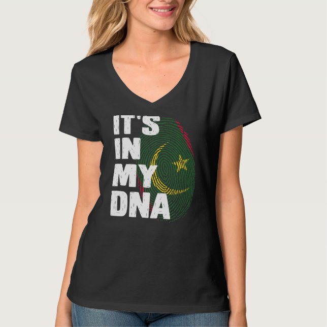 Camiseta La bandera de Mauritania está en mi dedo del Adn m (Anverso)