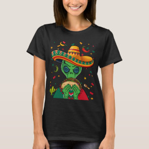 Camiseta La bandera de México de Sombrero Alien y Taco