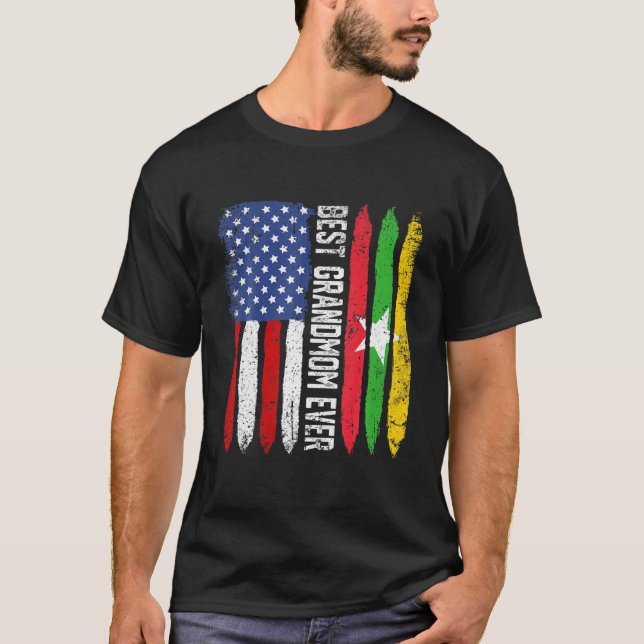 Camiseta La bandera de Myanmar de Estados Unidos retro mejo (Anverso)