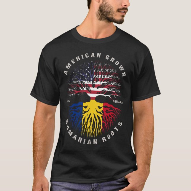 Camiseta La bandera de Rumania de los Estados Unidos crece  (Anverso)