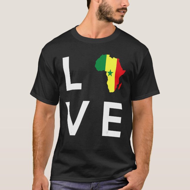 Camiseta La bandera de Senegal quiere silueta de África (Anverso)
