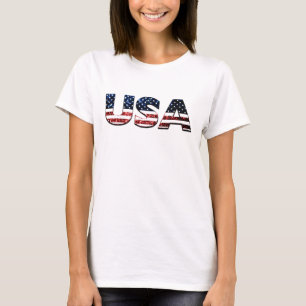 Camiseta La bandera de texto de los Estados Unidos de Améri