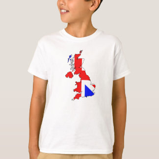 Camiseta La bandera de Union Jack en el mapa de Británicos