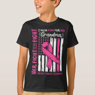 Camiseta La Bandera Del Cáncer De Mama Usa El Rosado Para L