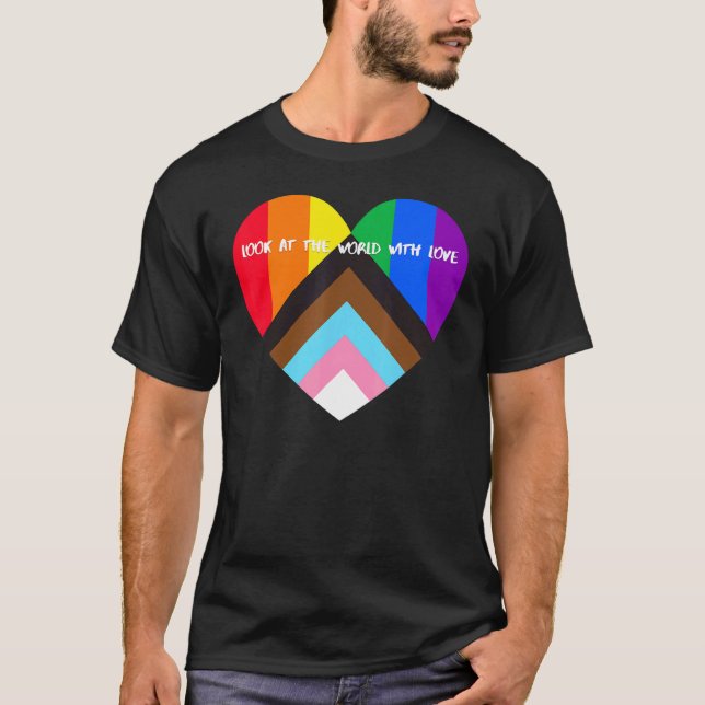 Camiseta La Bandera Del Corazón Del Orgullo Del Progreso Mi (Anverso)