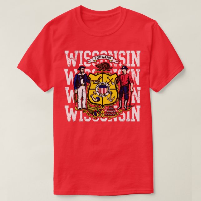 Camiseta La bandera del estado de Wisconsin está perturbada (Diseño del anverso)