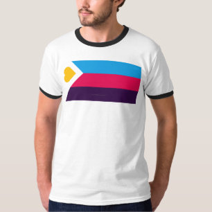 Camiseta La bandera del orgullo de la poliamoria tricolor d