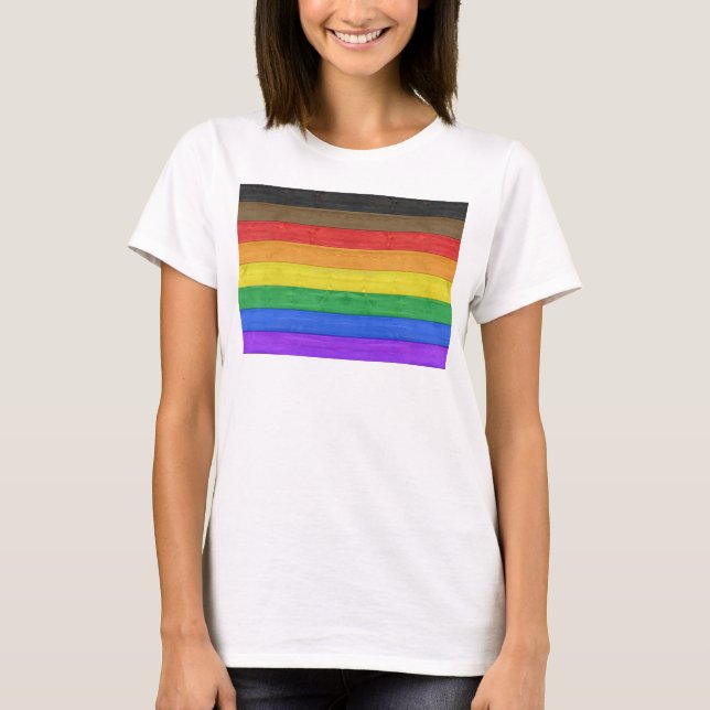 Camiseta La bandera del orgullo gay inclusivo de SlipperyJo (Anverso)