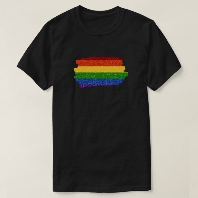 Camiseta La bandera del orgullo LGBT grita Purpurina arcoir (Diseño del anverso)