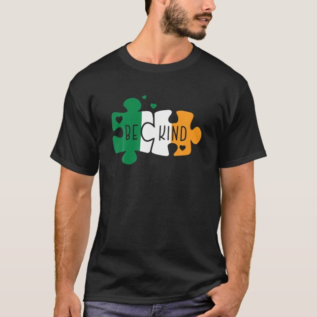 Camiseta La bandera del rompecabezas del autismo irlandés y (Anverso)
