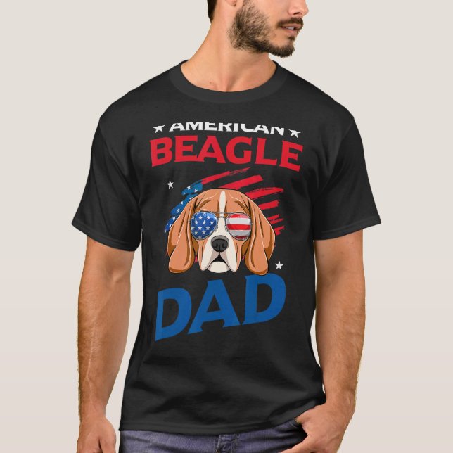 Camiseta La Bandera Estadounidense Beagle Dad Patriótica Es (Anverso)