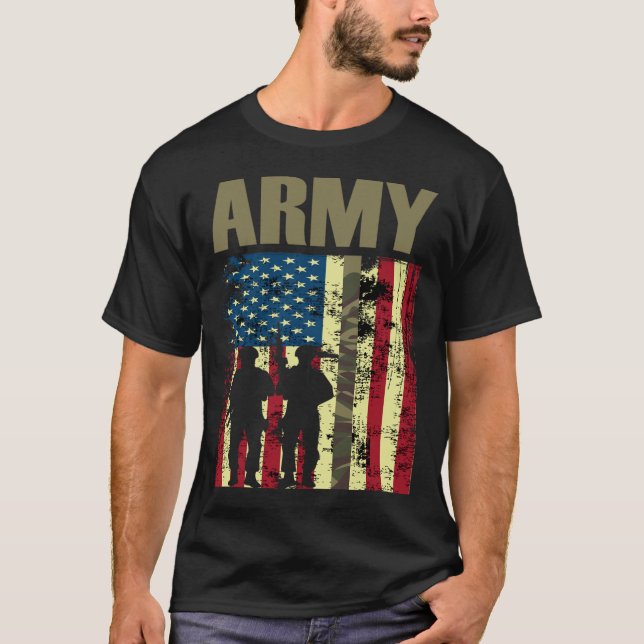 Camiseta La Bandera Estadounidense Camo Ejército Estadounid (Anverso)