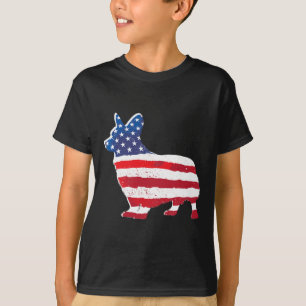 Camiseta La Bandera Estadounidense Corgi Mascota Perro Aman
