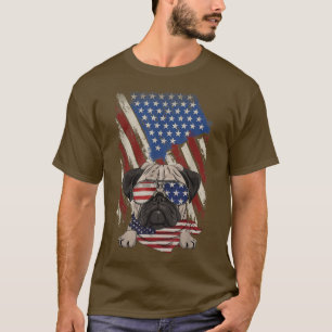 Camiseta La bandera estadounidense de época Pug Dad Mom Dog
